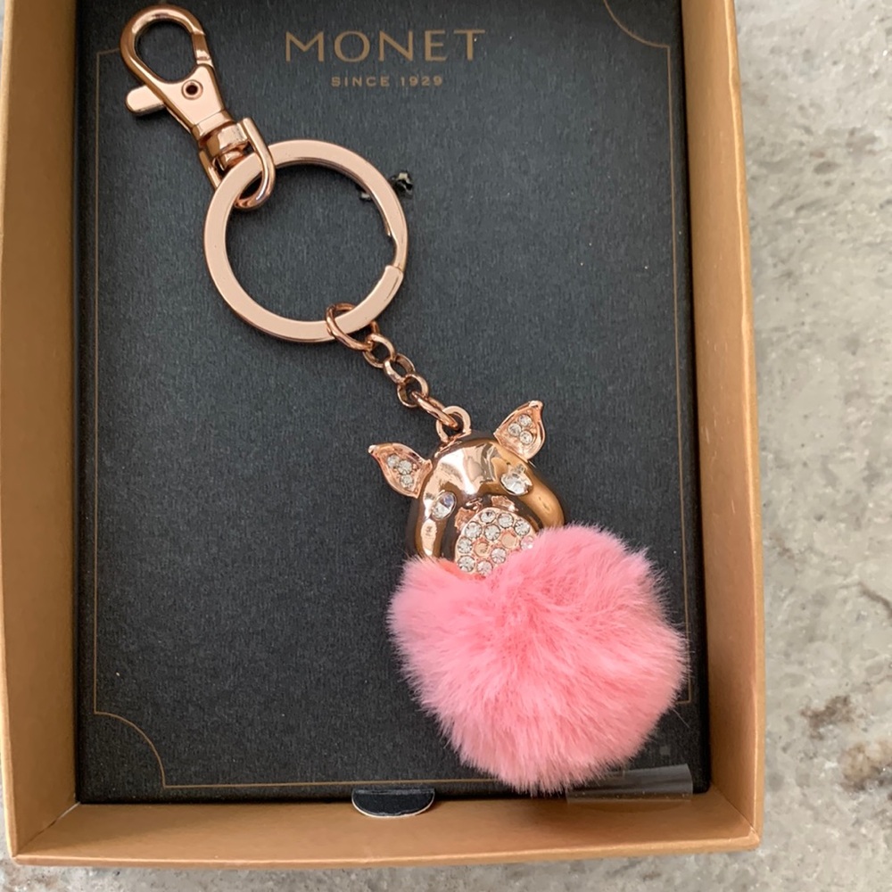 Vintage Monet Piggy key chain NWT